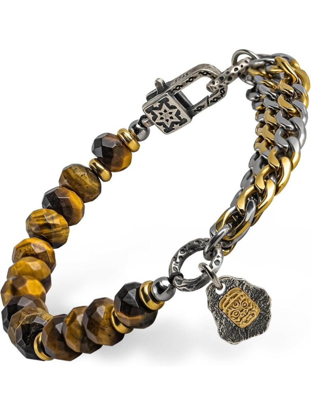 Natural Tiger Eye Bracelet for Men | Handmade Gemstone Beads | 925 Silver